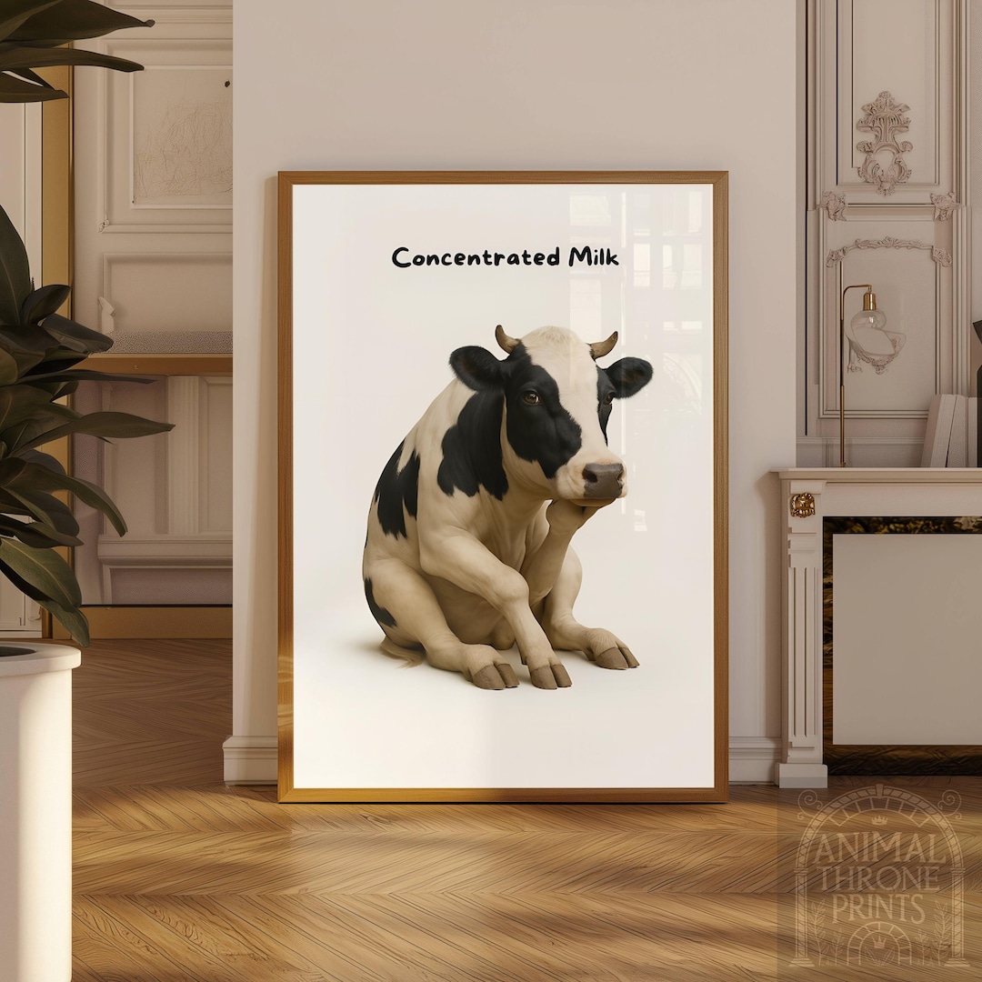 Funny Cow Wall Art – Cow Pun Kitchen Decor, Farm Animal Humor Print ...