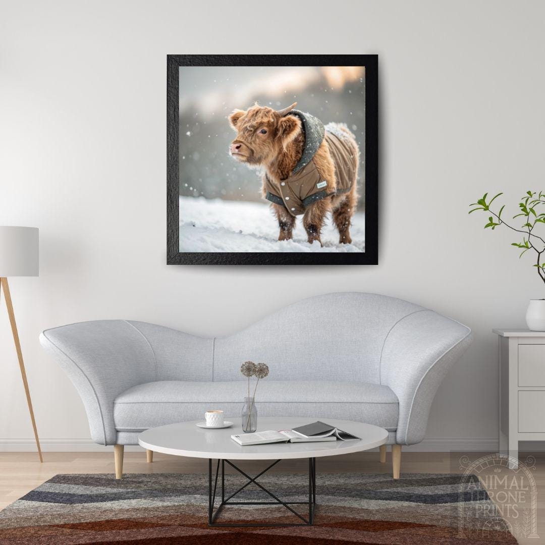 Divertente Stampa Murale Di Mucca Delle Highlands - Stampa, image size:1080x1080
