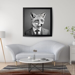 Red Fox in Suit Wall Art – Sleek & Sophisticated Animal Portrait – Digital Download – AI Fox Art for Home and Office - Red Fox Printable