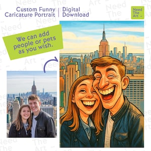 Custom Funny Caricature Portrait from Photo | Unique Gift for Couples, Friends & Family | Digital Download