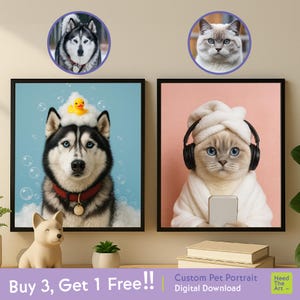 Custom Pet Portrait Photo,Funny Bathroom Art,Dog Reading Newspaper on Toilet,Dog Wall Art,Dog in Toilet,Pet in Bathtub,Personalized pet gift