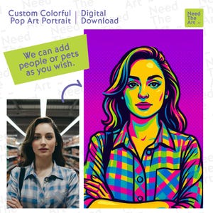 Custom Pop Art Portrait, Personalized Family Illustration, Unique Gift, Vibrant Portrait from Photo, Digital Wall Art