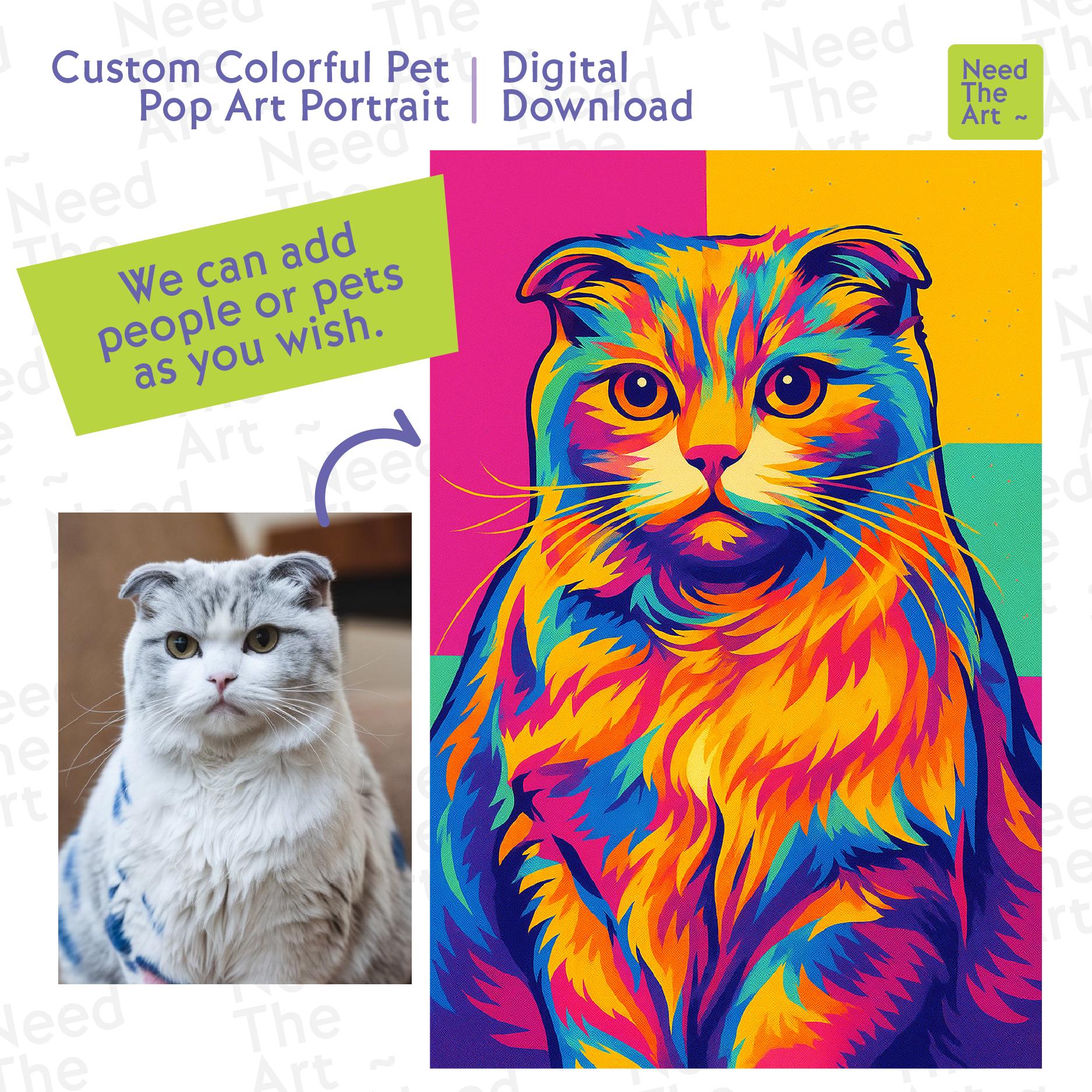 Custom Colorful Pet Portrait, Personalized Dog Pop Art, Digital