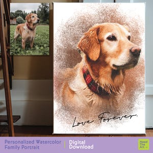 Personalized Digital Pet Portrait From Photo - Custom Watercolor Style Pet Painting - Dog Cat Bird Memorial Gift - Pet Wall Art Download