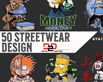 50 Latest Streetwear Bundle Volume 1 |PNG| Tshirt Bundle | T-Shirt Print Design | Hip Hop T-Shirt | Pop Culture | T-Shirt Pod Design