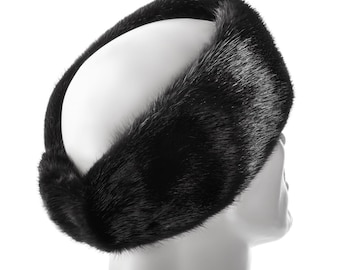 Women's Warm Genuine Mink Fur Headband Lightweight And Adjustable Handcrafted In Ukraine