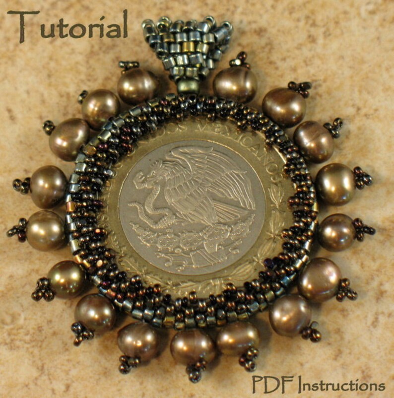 Beading Tutorial Captured Coin Pendant image 1