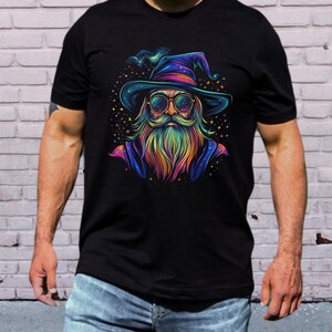Colorful Wizard Unisex Tee, Magical Wizard Shirt, Fantasy Graphic T-Shirt, Wizard Gift, Short Sleeve Tee Shirt