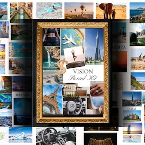 Printable Vision Board Kit Goal Setting, Dream Board Law of Attraction Motivational Vision Board Templates for Manifestation
