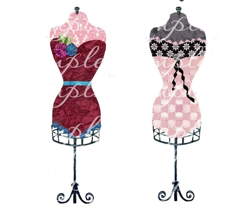 French Corsets on Vintage Dress Forms Digital Instant Download for Atc