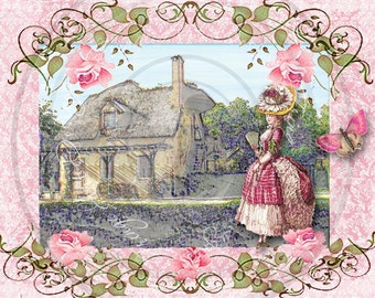 Marie Antoinette's Queen's Hamlet French Digital Instant Download for ACEO, ATC, Scrapbooking, Greeting Cards