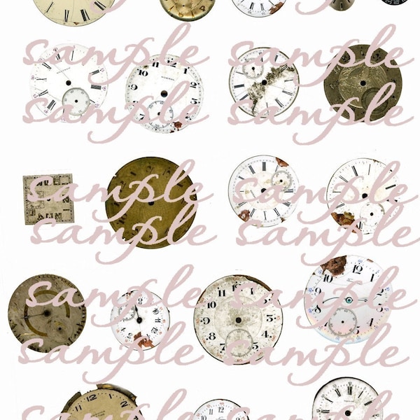 Vintage Antique Watch Faces Digital Instant Download  for steampunk, altered art, scrapbooking, journals, ACEO, charms, jewelry, collage ATC