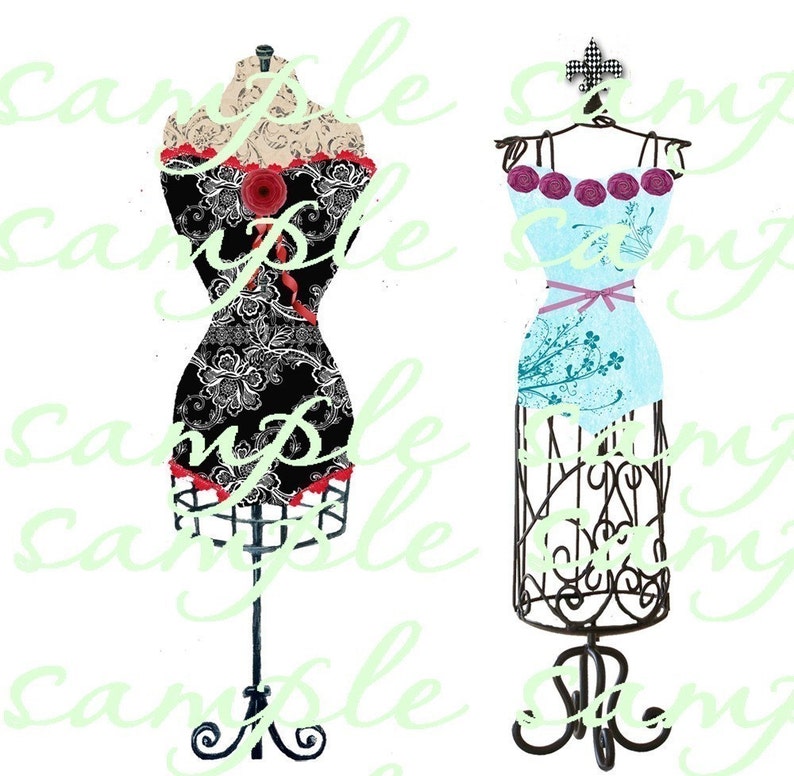 French Corsets on Vintage Dress Forms Digital Instant Download for Atc