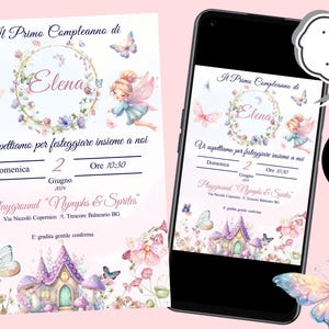 Invitation fée - Papillons - Invitation numérique - Anniversaire - Baptême - Invitation petite fille - Invitation WhatsApp