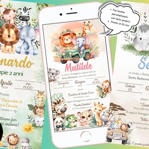 Invito Digitale GIUNGLA - ANIMALI - SAFARI - Compleanno - Battesimo - Personalizzabile- Invito WhatsApp
