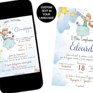 Invitation LE PETIT PRINCE - Anniversaire - Baptême - Personnalisable - Invitation WhatsApp