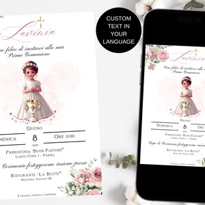 Invitación Primera Comunión - Confirmación - Niña - Invitación Digital Personalizable WhatsApp