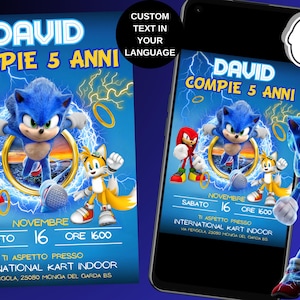 Invito Digitale Sonic - Invito Compleanno - Invito Personalizzabile - Kit festa personalizzabile - Invito WhatsApp