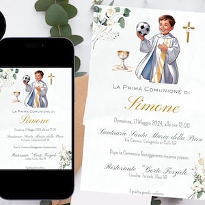 Invito Comunione a Tema Calcio (Bambino) – Personalizzato in PDF/Digitale