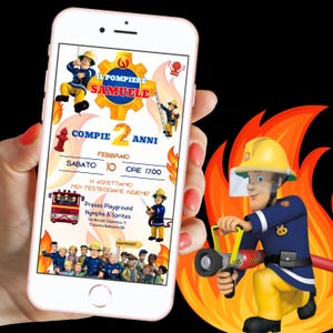 Invito Digitale Il Pompiere Sam Compleanno Pompieri/ Personalizzabile/ Invito Elettronico/ Invito WhatsApp/ Pronto entro 24 ore