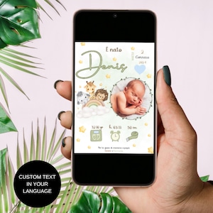 Annuncio Nascita Personalizzato (Bimbo) – Grafica Digitale (Invio Email/WhatsApp)