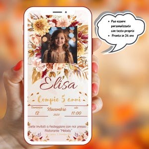 Invito bambina - Invito autunno - Invito digitale - Invito WhatsApp