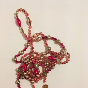 Vintage Mercury Glass Garland 85 inches Vintage Christmas Christmas Garland Pink and Silver