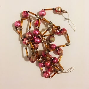 Vintage Mercury Glass Garland Beads Mercury Glass Bronze, silver, Pink Christmas Garland