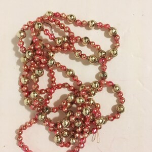 Pink and Silver Mercury Glass Garland Vintage Mercury Glass Pink and Silver Christmas Garland