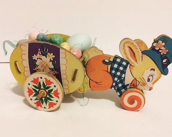 Older Paper Lithograph Easter Bunny Candy Container