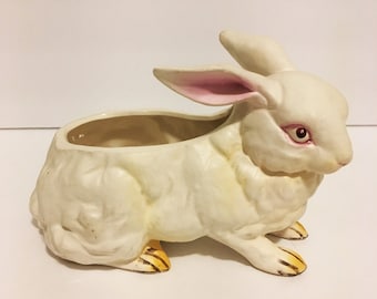 Vintage Lefton Ceramic Figurine - Bunny Planter