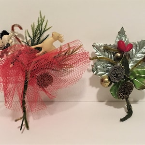 1940&#39;s Christmas Corsages - Vintage Christmas Decoration -Set of Two