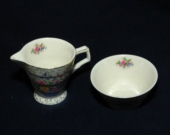 Sale! English Chintz Sugar and Creamer Set - H & K Tunstal, England