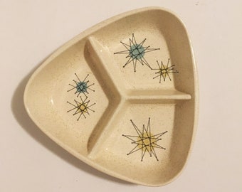 Franciscan Triangular Relish Dish - Starburst - 1954 - 1966 Mid Century Modern