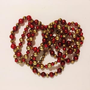 Mercury Glass Garland Glass Beads Vintage Mercury Glass Gold, Red Christmas Garland