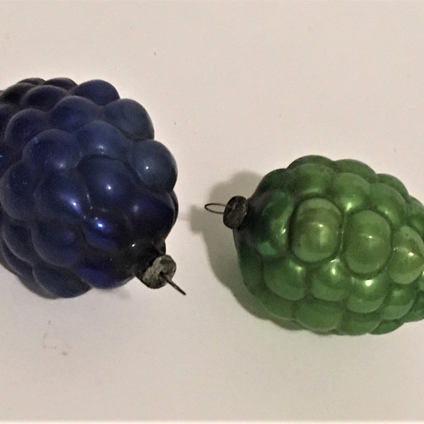 Set of Two Grape Kugel Style Blown Glass Christmas Ornament