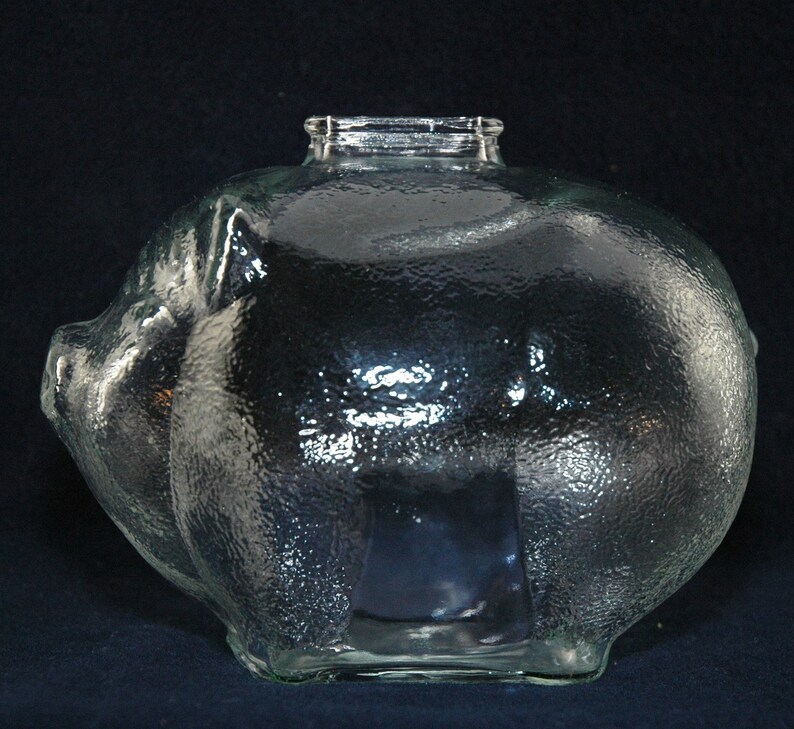Vintage Anchor Hocking Glass Large Piggy Bank Etsy
