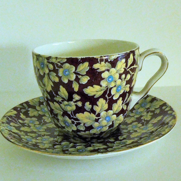 Royal Brocade Vintage English Chintz Coffee Cup and Saucer - Lord Nelson 'Royal Brocade'