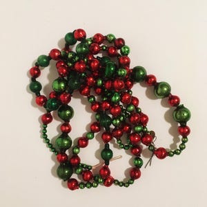 Mercury Glass Garland Glass Beads Vintage Mercury Glass Red Green Christmas Garland
