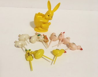 Easter Lot - Party Favor plus Set of Twelve Vintage Easter Cupcake Decorations