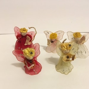 Old Spun Cotton Angels Nylon Wings - Set of Five