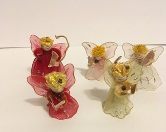 Old Spun Cotton Angels Nylon Wings - Set of Five