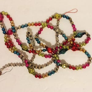 Vintage Mercury Glass Garland 70 inches Vintage Christmas Pink Green Red Christmas Garland Blue Silver