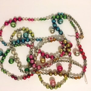 Christmas Garland Vintage Mercury Glass Multi Colors Christmas Bead Chain