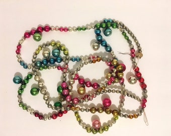 Christmas Garland Vintage Mercury Glass Multi Colors Christmas Bead Chain