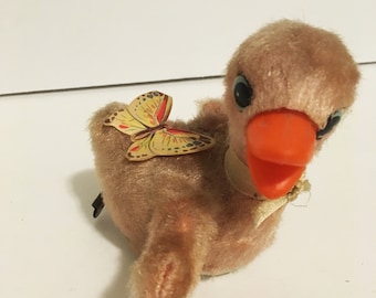 Vintage Easter Wind Up Toy - Spinning Baby Duck