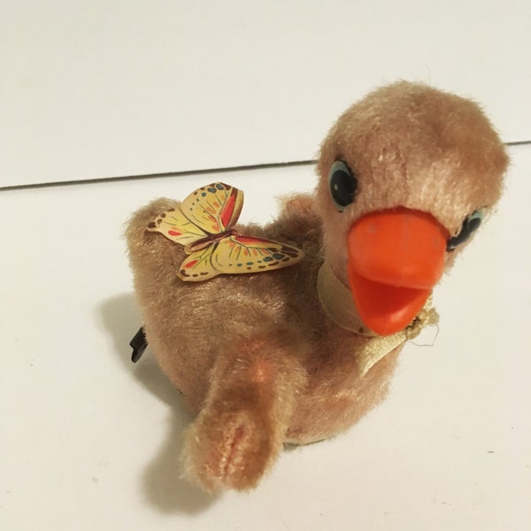 Vintage Easter Wind Up Toy - Spinning Baby Duck