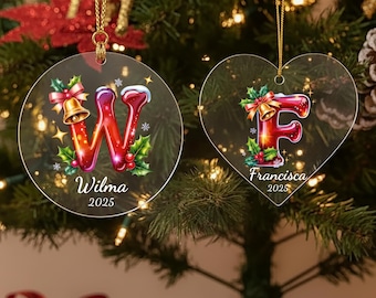 Personalized Christmas Initial Ornament, Custom Name Keepsake