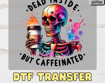 Funny Coffee Skeleton DTF Transfer – Goth Apparel Iron-On