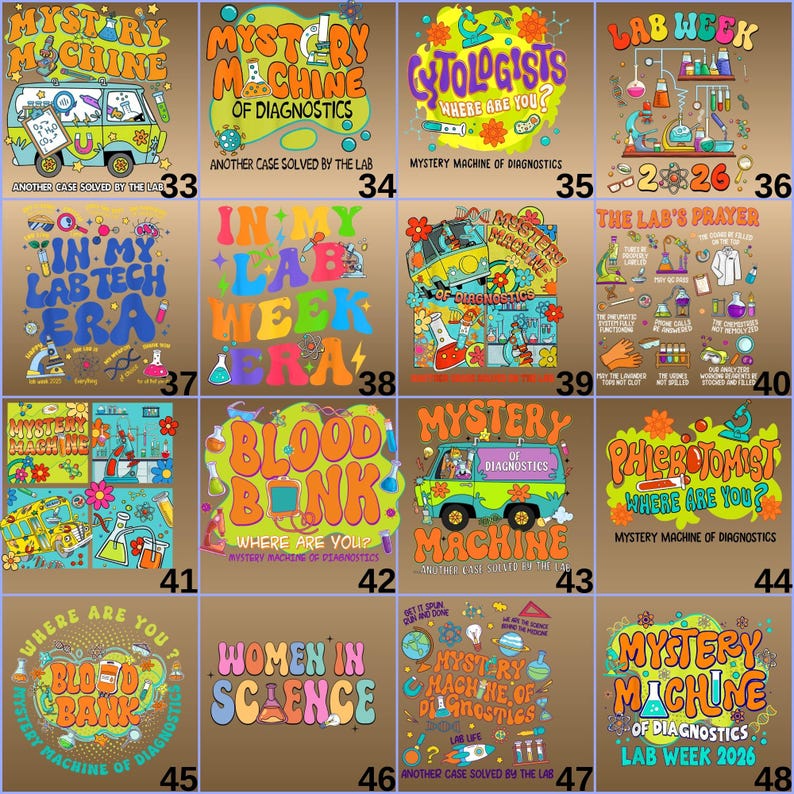 Lab Week Beakers Lab Week 2026 DTF Transfer Bundle, Medical Staff Heat Press Designs - Etsy